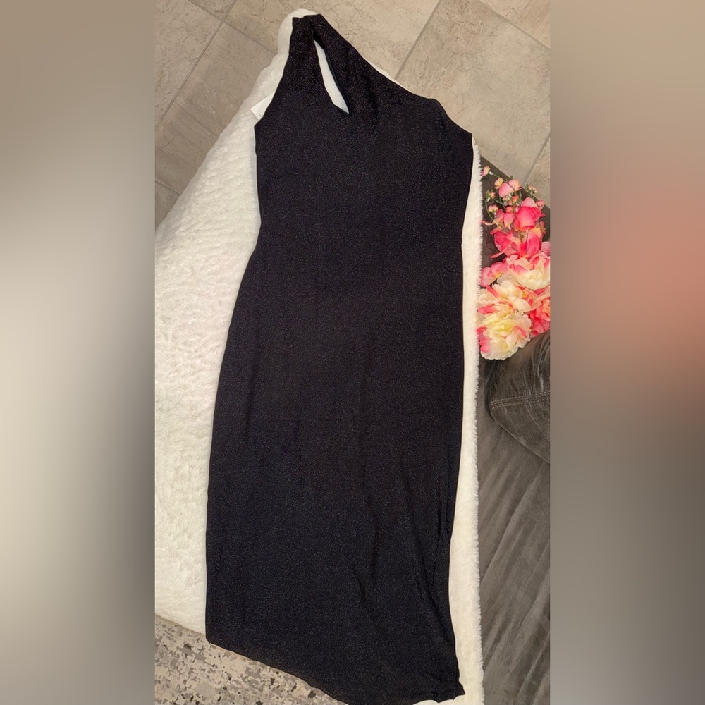 NWT Black Shapewear Dress One Shoulder Bodycon Built In Shaper Tummy Control - Picture 14 of 14